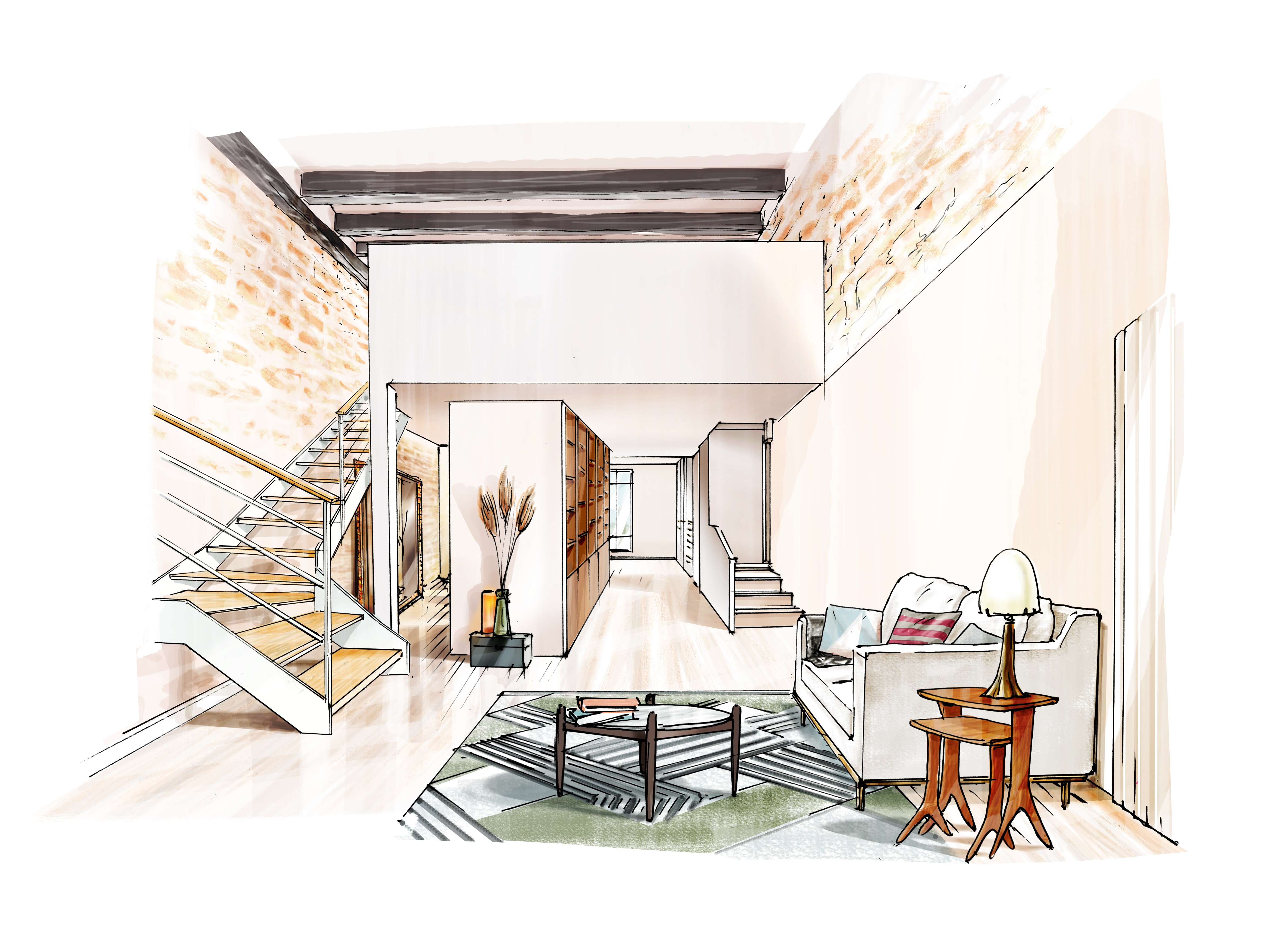 croquis-renovation-duplex-quartier-latin-perene