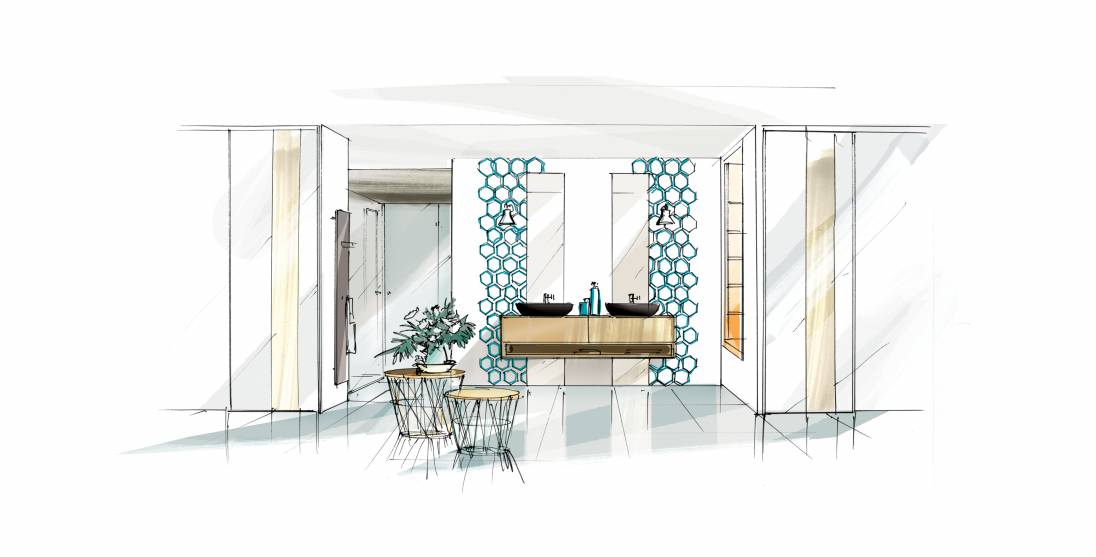 Croquis SDB Lounge et Graphique Perene