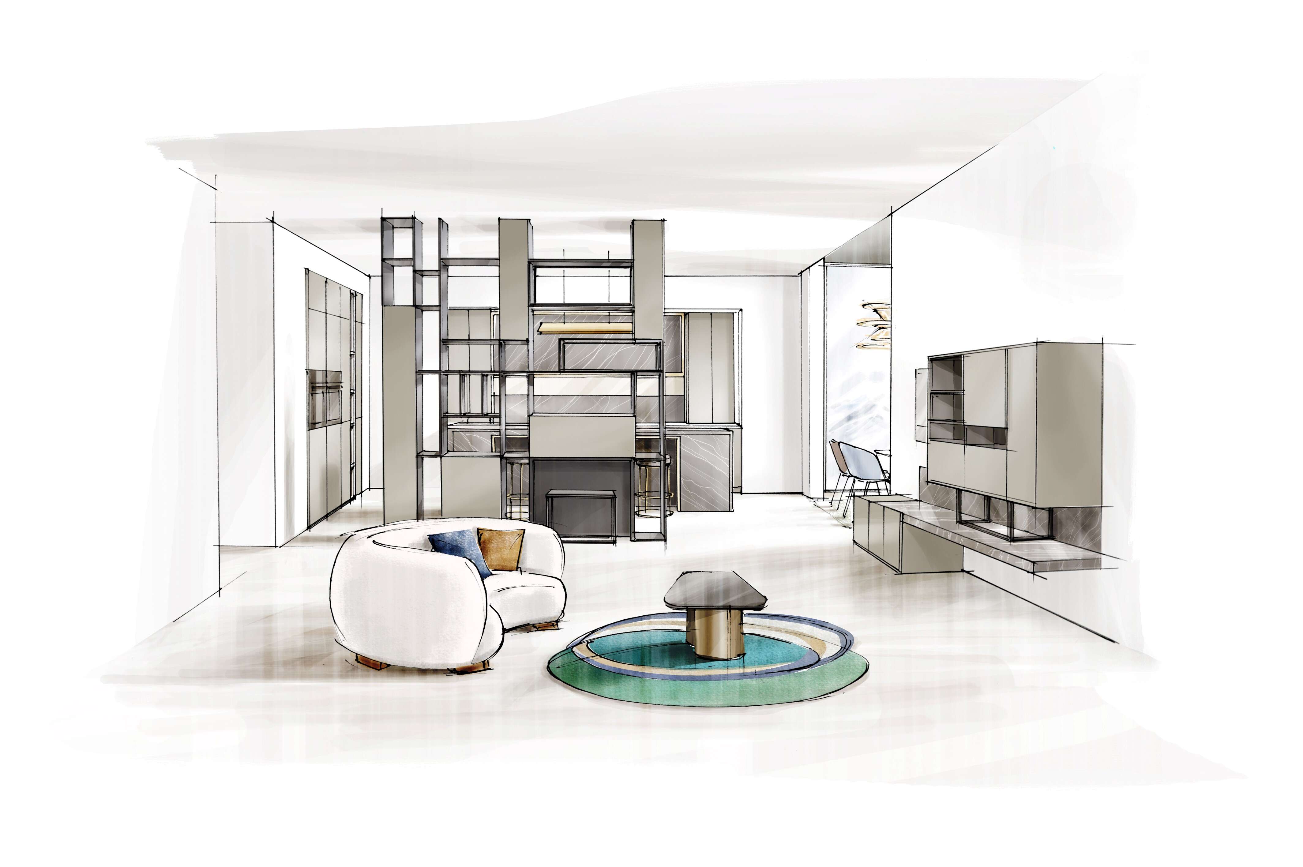 croquis-agencement-cuisine-ouverte-sur-salon-perene