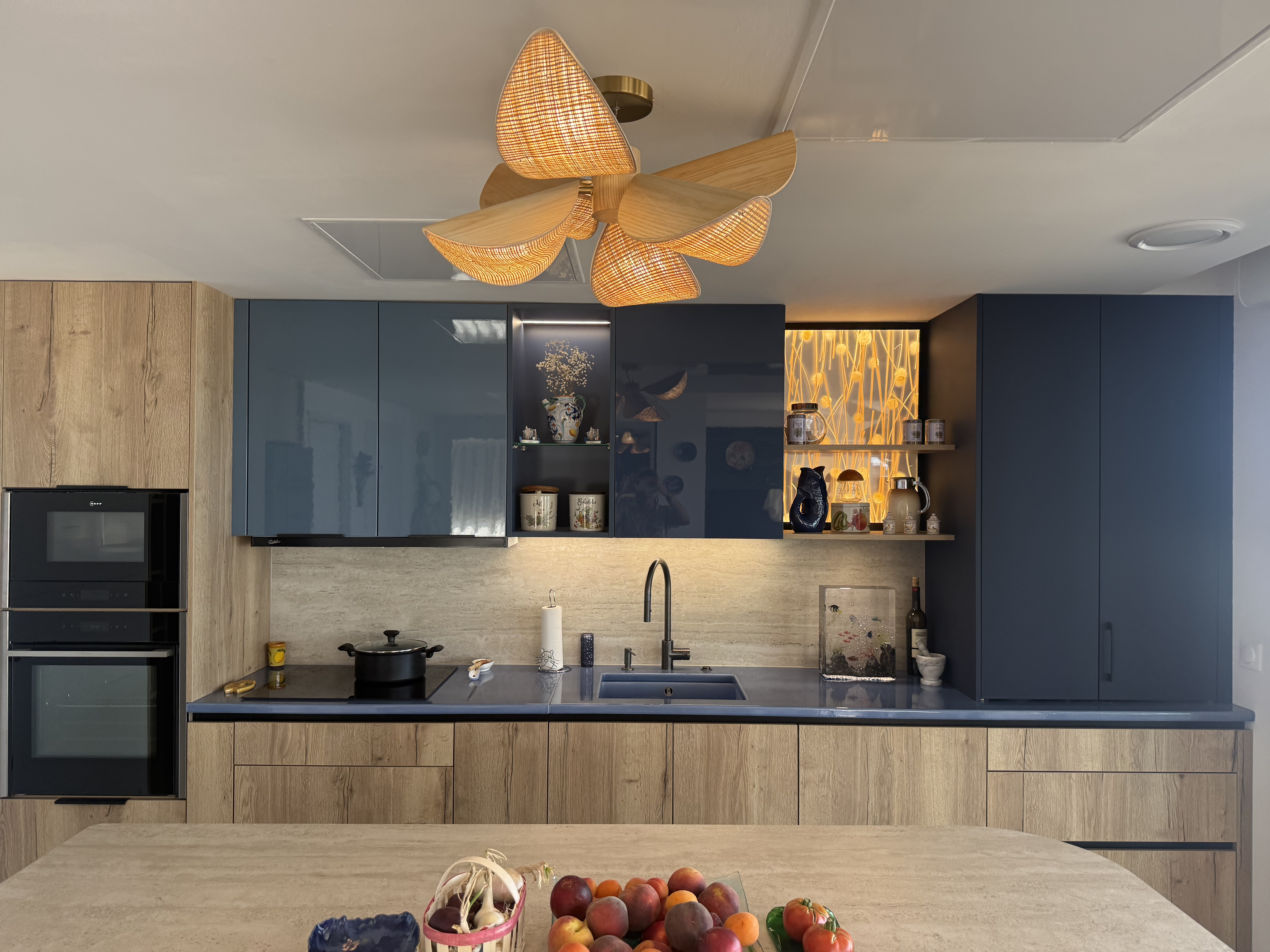 Linéaire Bois rustica et bleu